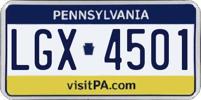 PA license plate LGX4501