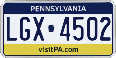 PA license plate LGX4502