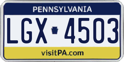 PA license plate LGX4503