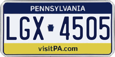 PA license plate LGX4505