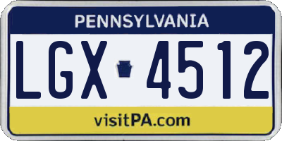 PA license plate LGX4512
