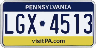 PA license plate LGX4513