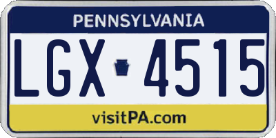 PA license plate LGX4515