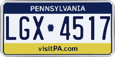 PA license plate LGX4517