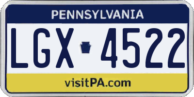 PA license plate LGX4522