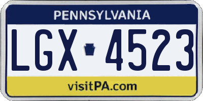 PA license plate LGX4523