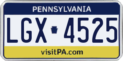 PA license plate LGX4525