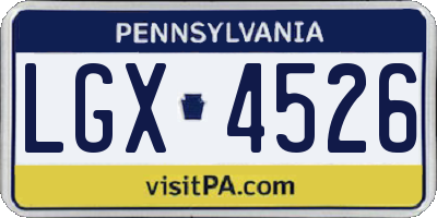 PA license plate LGX4526