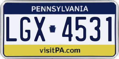 PA license plate LGX4531