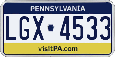 PA license plate LGX4533