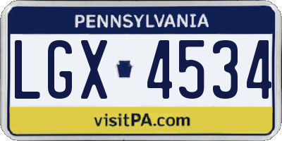 PA license plate LGX4534