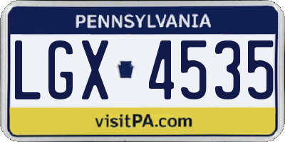 PA license plate LGX4535