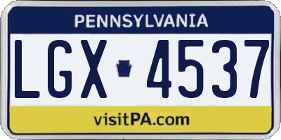 PA license plate LGX4537