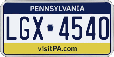 PA license plate LGX4540