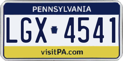 PA license plate LGX4541