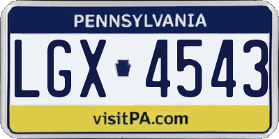 PA license plate LGX4543