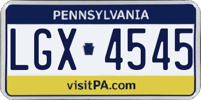 PA license plate LGX4545