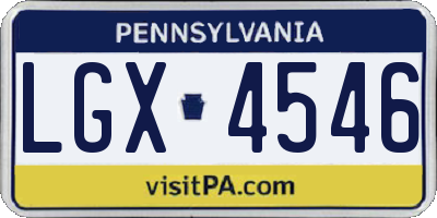 PA license plate LGX4546