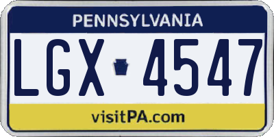 PA license plate LGX4547