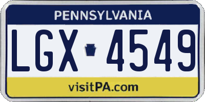 PA license plate LGX4549