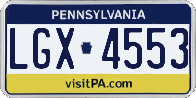 PA license plate LGX4553