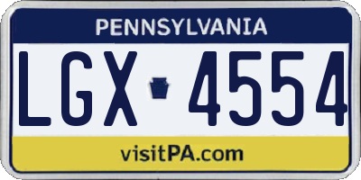PA license plate LGX4554