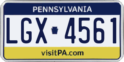 PA license plate LGX4561