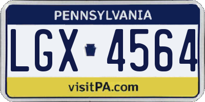 PA license plate LGX4564