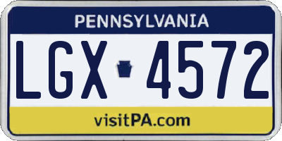 PA license plate LGX4572