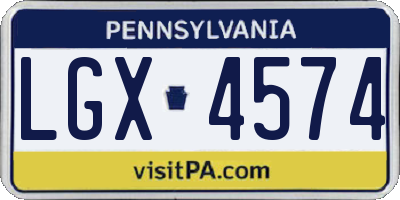 PA license plate LGX4574