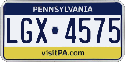 PA license plate LGX4575