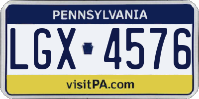 PA license plate LGX4576