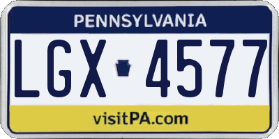 PA license plate LGX4577