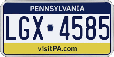 PA license plate LGX4585
