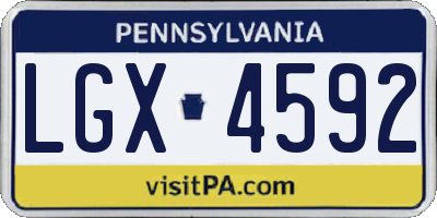 PA license plate LGX4592