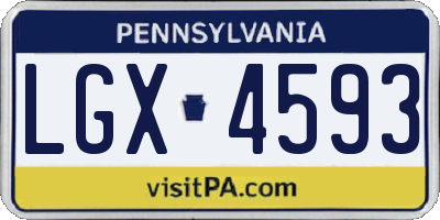 PA license plate LGX4593
