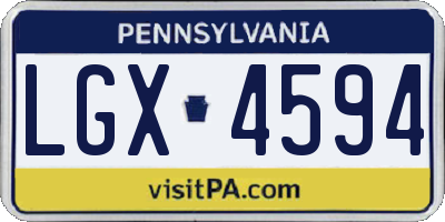 PA license plate LGX4594