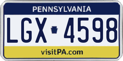 PA license plate LGX4598