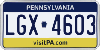 PA license plate LGX4603