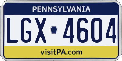 PA license plate LGX4604