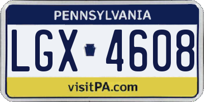 PA license plate LGX4608
