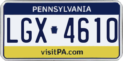 PA license plate LGX4610