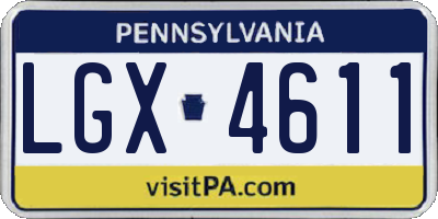 PA license plate LGX4611