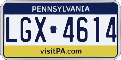 PA license plate LGX4614