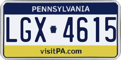 PA license plate LGX4615