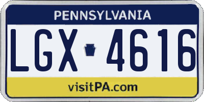 PA license plate LGX4616