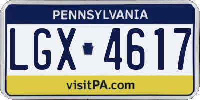 PA license plate LGX4617