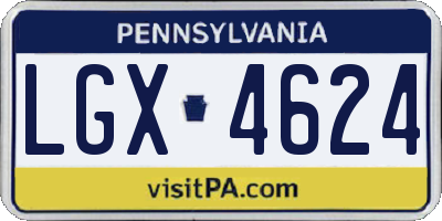 PA license plate LGX4624