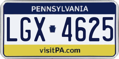 PA license plate LGX4625