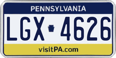 PA license plate LGX4626